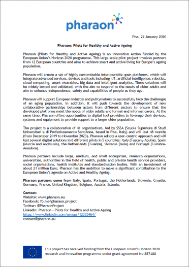 Pharaon: Pilots for Healthy and Active Ageing - Press Release Cover